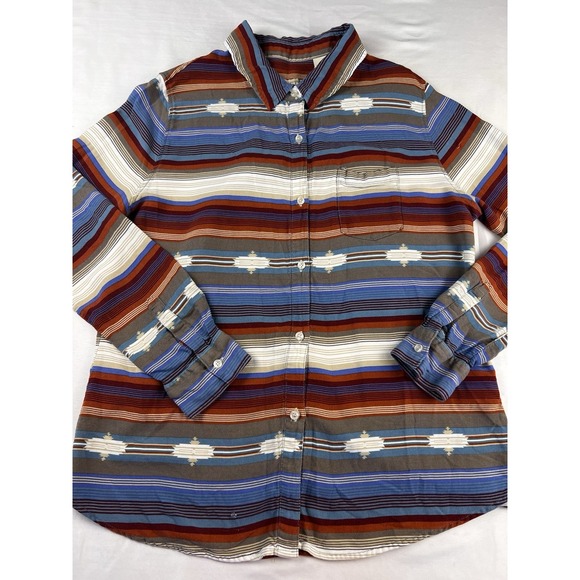 Stetson Tops - STETSON Western Shirt Aztec Stripe‎ Button Front Southwest Rayon Women's Lg